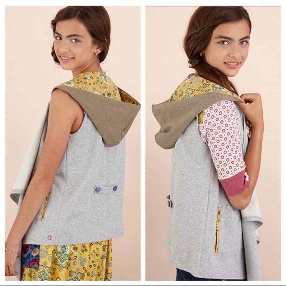 Matilda Jane 435 Hooded Vest Cardigan Once Upon A Time/Fork In The Road 10 NWT